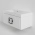 Тумба подвесная 90 см LA FENICE Cubo Bianco FNC-01-CUB-B-90 белая матовая с левой раковиной 90 см CU.NN.90L, ручка черная