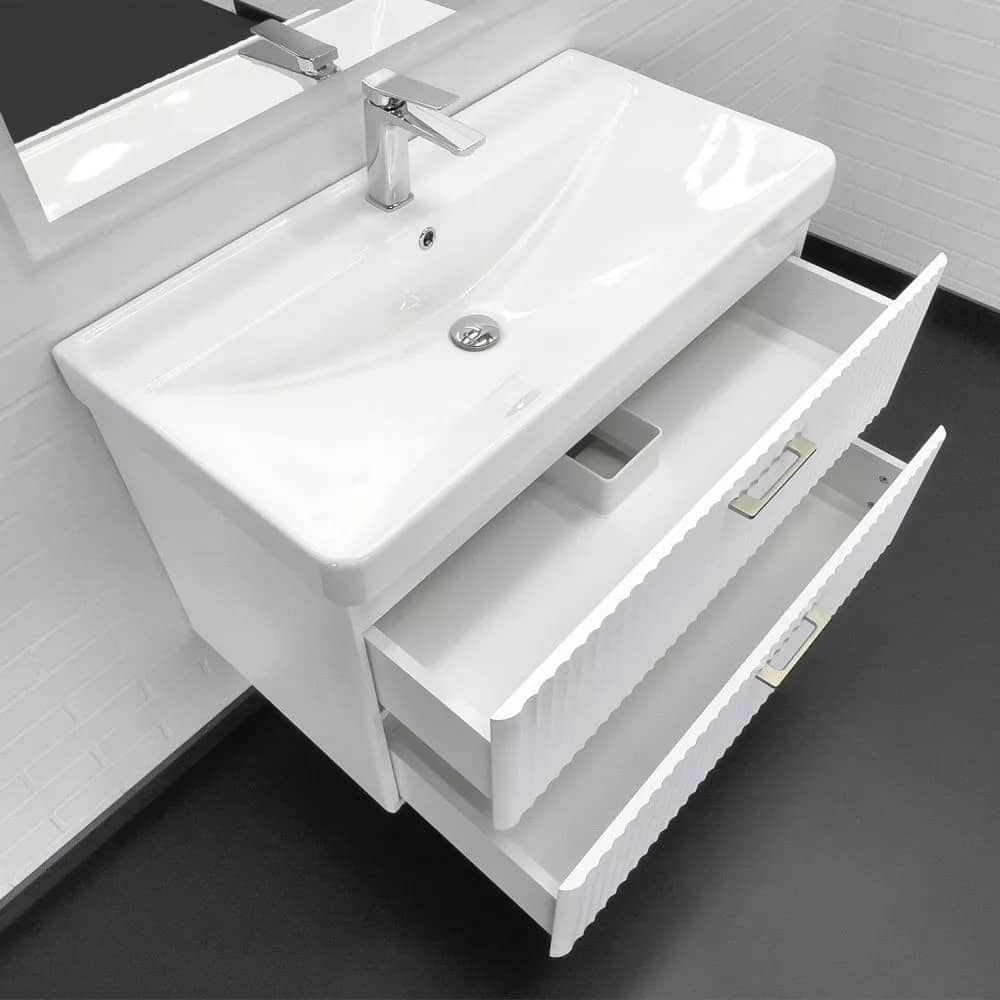 Тумба-умывальник Comforty Ангара-90П белый матовый c раковиной Comforty 4490