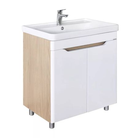 Тумба-умывальник Comforty Печора-70Н белый матовый/дуб светлый с раковиной Comforty 4470
