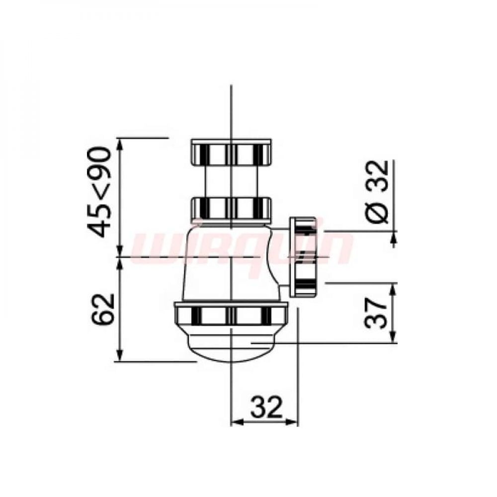 Сифон Wirquin для биде 30987142 1 1/4 32мм