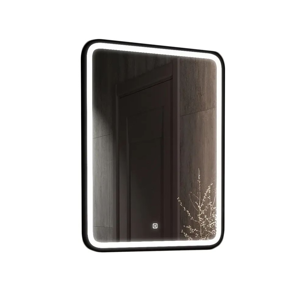 Зеркало с LED-подсветкой Нобилис 60, черная рамка, бесконтактный сенсор РАСПРОДАЖА витринный экземпляр