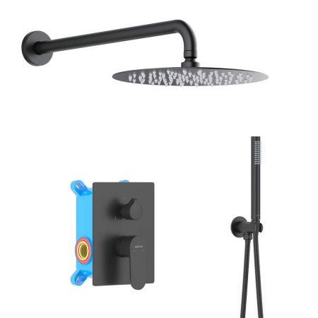 Душевой комплект Set 3 в 1 AQUATEK Оберон AQ1272MB, черный матовый