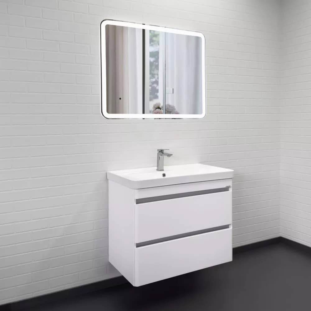 Тумба-умывальник подвесная Comforty Валдай-80П2 белая матовая с раковиной Comforty 4480