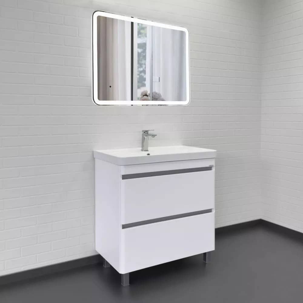 Тумба-умывальник напольная Comforty Валдай-80Н белая матовая с раковиной Comforty 4480