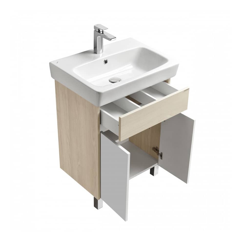 Тумба-умывальник ВЕРДИ 60 Н 1A207701VDAV0 белый/ясень фабрик с раковиной Нео 60 1WH302186
