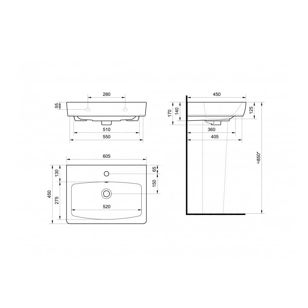 Тумба-умывальник ВЕРДИ 60 Н 1A207701VDAV0 белый/ясень фабрик с раковиной Нео 60 1WH302186