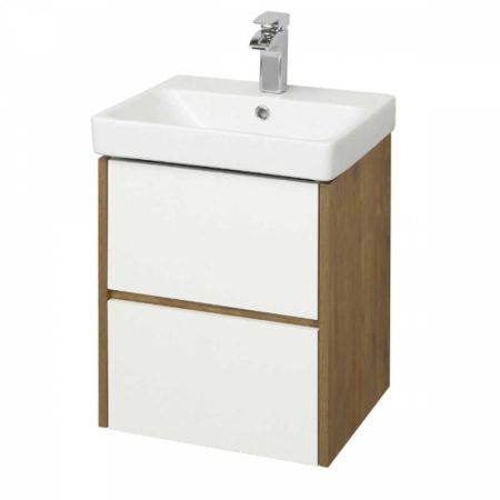Тумба-умывальник Сканди-55 Белый/дуб рустикальный 1A251701SDZ90 + раковина Адриана 55 1WH501620