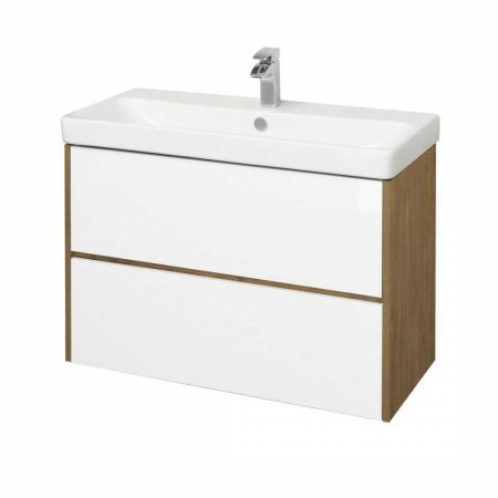 Тумба-умывальник Сканди-90 Белый/Дуб Рустикальный 1A251901SDZ90 + раковина Адриана 90 1WH501629