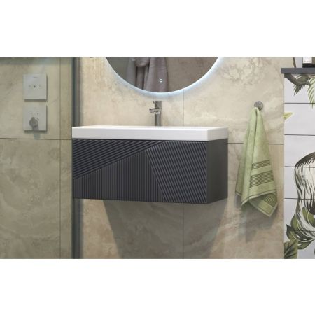 Подвесная тумба 80 см Velvex EDGE tpEDG.80.1Y-231 графит с раковиной 9696-80*** Подвесная тумба 80 см Velvex EDGE tpEDG.80.1Y-231 графит с раковиной 9696-80***