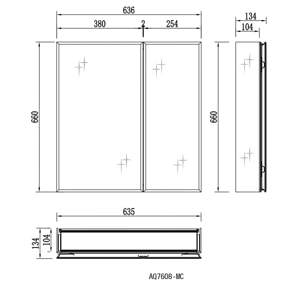 Шкаф зеркало для ванной Aquatek AQ7608-MC прямоугольное, 636*660*134 Шкаф зеркало для ванной Aquatek AQ7608-MC прямоугольное, 636*660*134