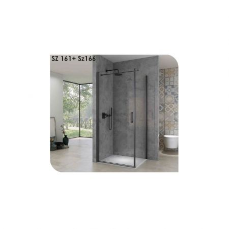 Душевое ограждение COMFORTY (SZ161+ SZ166) прозрачное стекло, чёрный профиль, 1000 мм