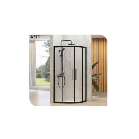 Душевое ограждение COMFORTY A511 прозрачное стекло, чёрный профиль, 900 мм