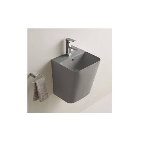 Раковина прямоугольная подвесная моноблок Comforty 500QMH, светло-серая матовая