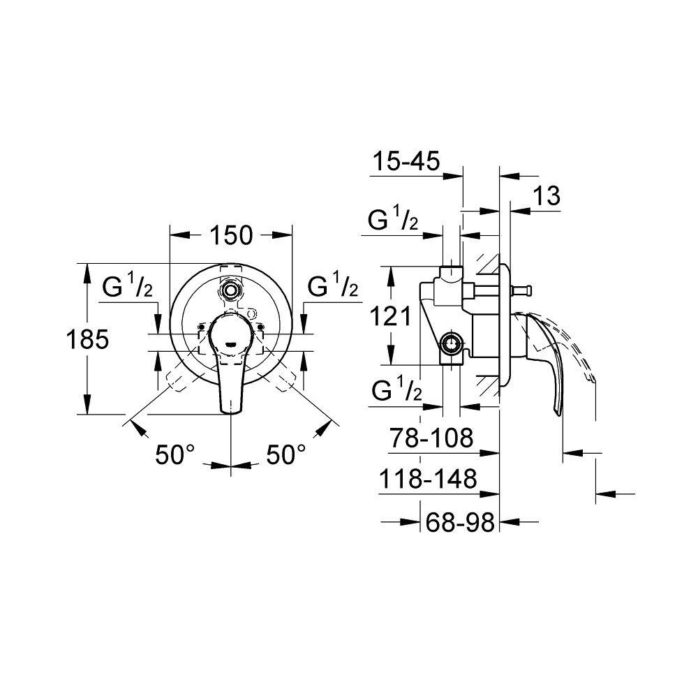 Смеситель для ванны Grohe Eurosmart NEW 33305001 хром РАСПРОДАЖА витринный экземпляр
