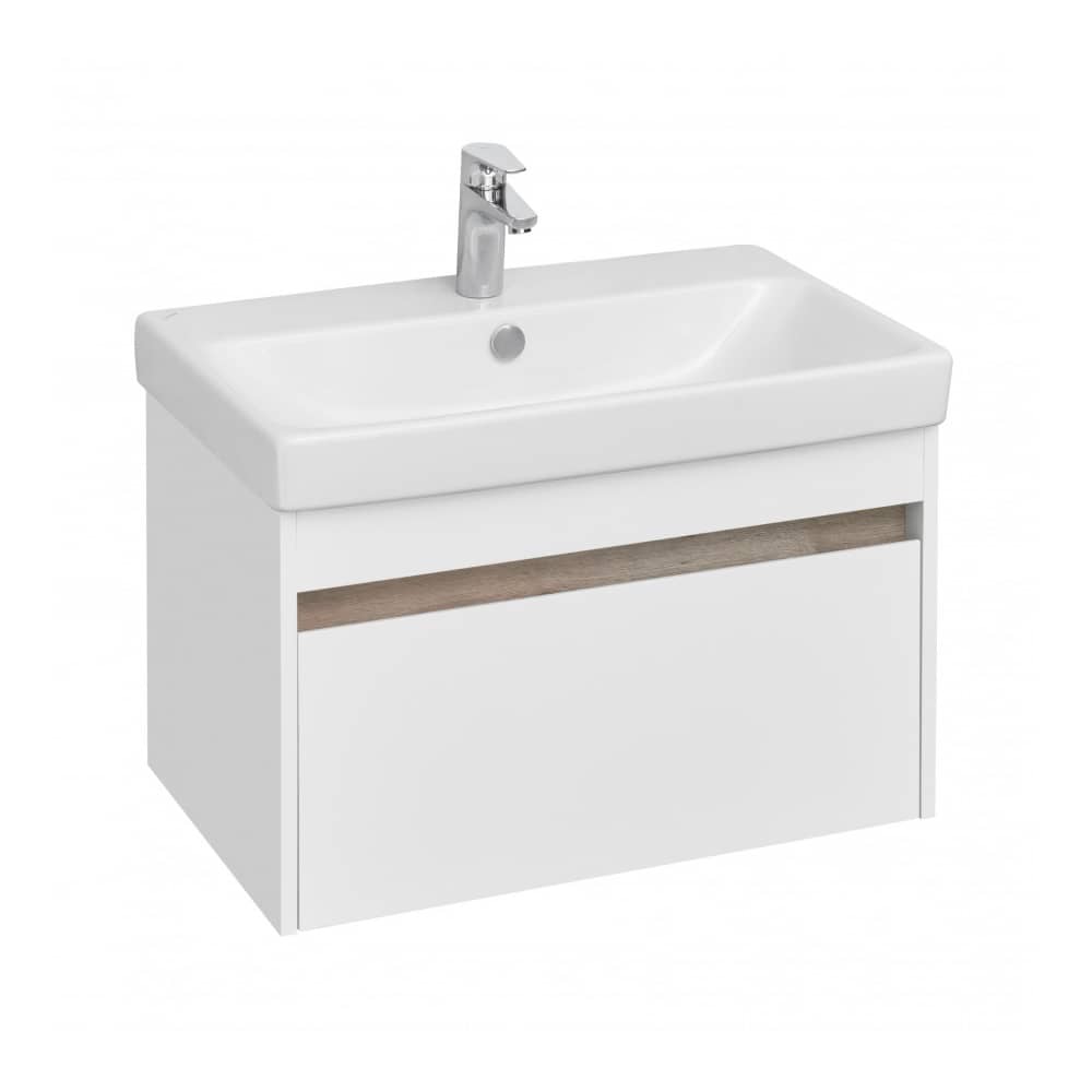 Тумба-умывальник МАРТИ 70 1A267501MY010 Белый/Дуб Эндгрейн с раковиной Адриана 70 1WH501628