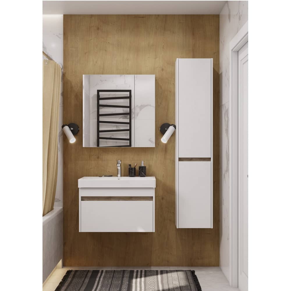 Тумба-умывальник МАРТИ 70 1A267501MY010 Белый/Дуб Эндгрейн с раковиной Адриана 70 1WH501628