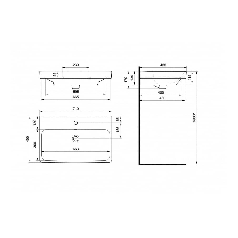 Тумба-умывальник МАРТИ 70 1A267501MY010 Белый/Дуб Эндгрейн с раковиной Адриана 70 1WH501628