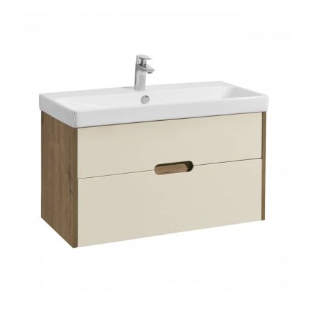 Тумба-умывальник ОЛИВИЯ 90 Бежевый/Дуб Веллингтон 1A254401OLVG0 с раковиной Адриана 90 1WH501629