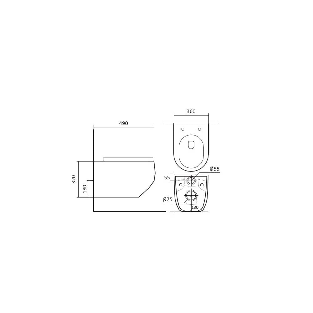 Унитаз подвесной безободковый Aquatek Европа AQ1900T-00 TORNADO 490*360*320 с сиденьем Soft Close