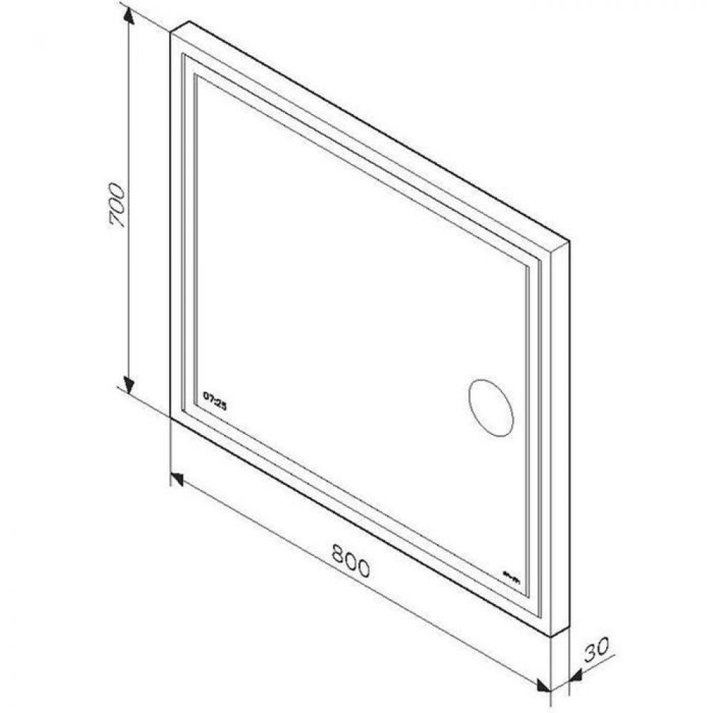 Зеркало Gem 80 см M91AMOX0803WG с LED-подсветкой, встроенными часами и линзой РАСПРОДАЖА