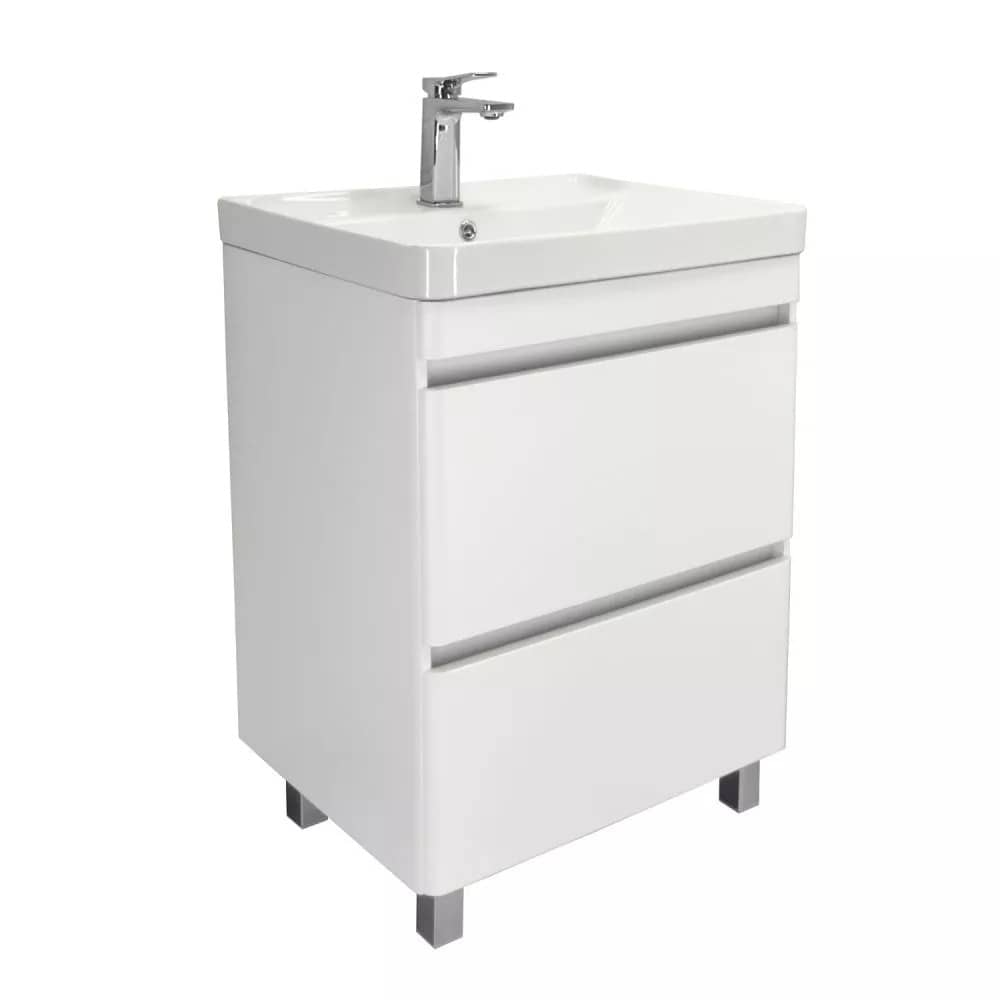 Тумба-умывальник напольная Comforty Валдай-60Н белая матовая с раковиной Comforty 4460