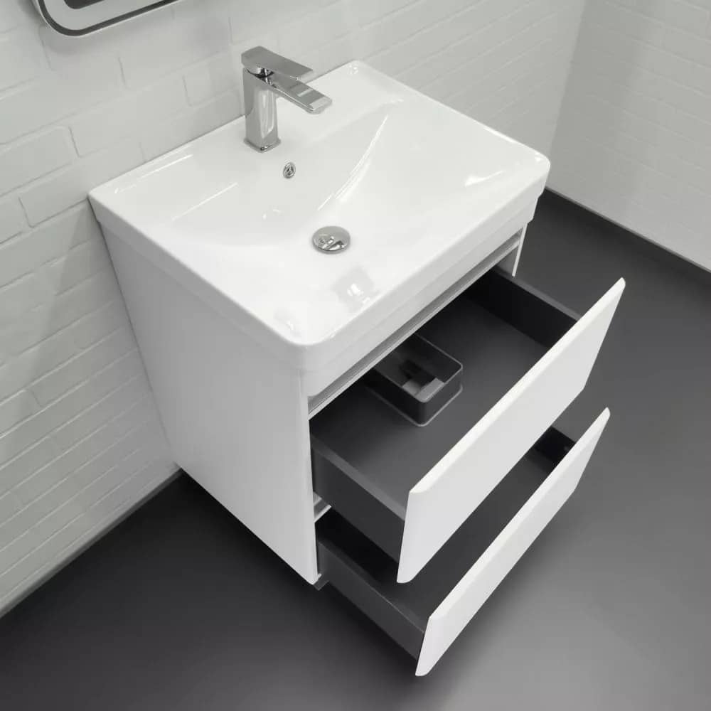 Тумба-умывальник напольная Comforty Валдай-60Н белая матовая с раковиной Comforty 4460