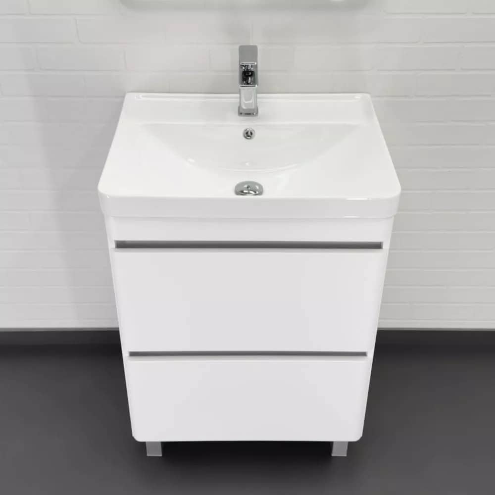 Тумба-умывальник напольная Comforty Валдай-60Н белая матовая с раковиной Comforty 4460