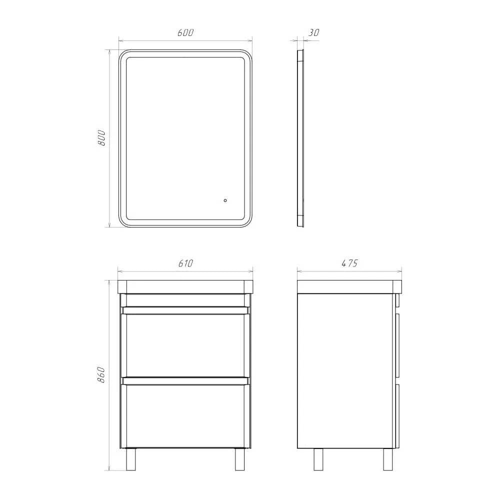 Тумба-умывальник напольная Comforty Валдай-60Н белая матовая с раковиной Comforty 4460