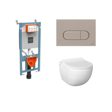 Комплект VitrA унитаз 7748B003-0075 с инсталляцией 762-5800-01 и сиденьем микролифт 130-003-009 плюс клавиша 740-2295 РАСПРОДАЖА витринный экземпляр