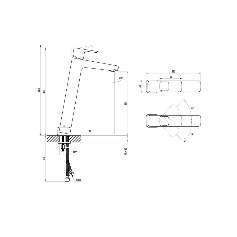 Смеситель для умывальника RAVAK TD 015.00 X070091, без д/к РАСПРОДАЖА витринный экземпляр