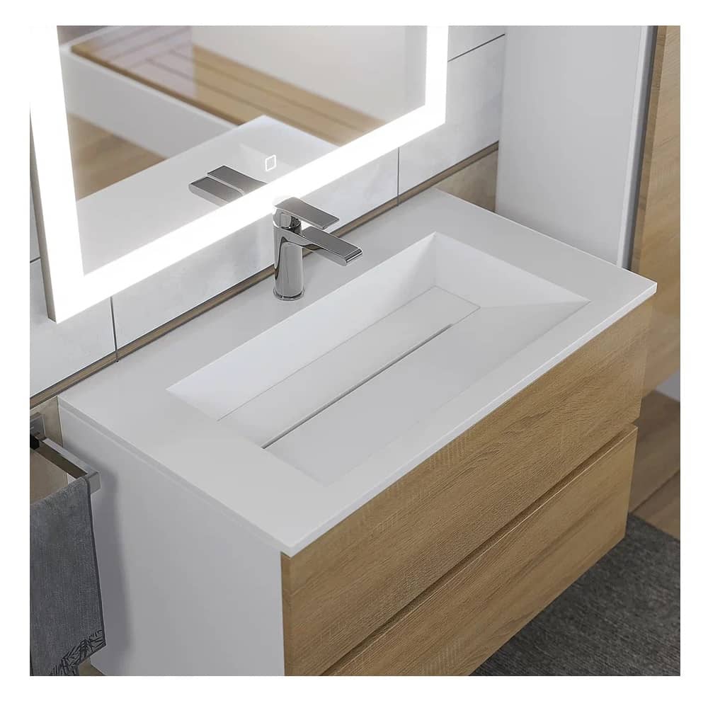 Тумба подвесная Uperwood Barsa-Next 80 см 290000012 белая/дуб сонома с раковиной