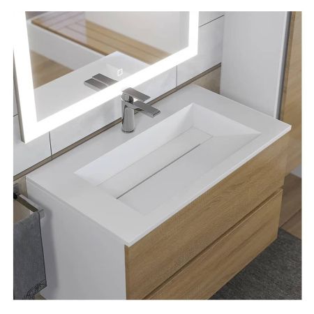 Тумба подвесная Uperwood Barsa-Next 80 см 290000012 белая/дуб сонома с раковиной