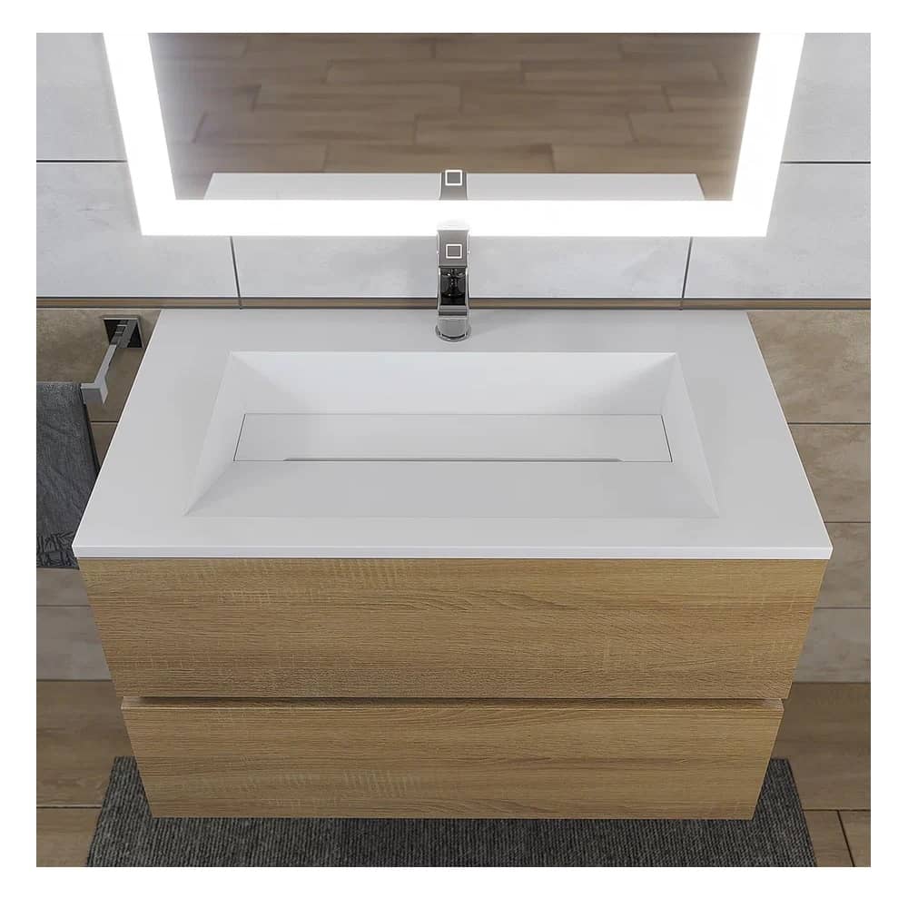 Тумба подвесная Uperwood Barsa-Next 80 см 290000012 белая/дуб сонома с раковиной