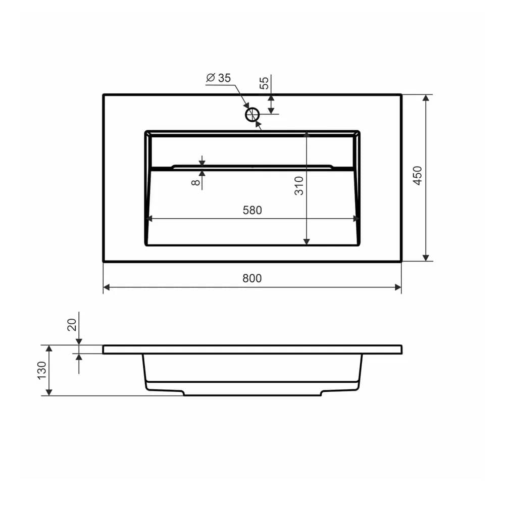 Тумба подвесная Uperwood Barsa-Next 80 см 290000012 белая/дуб сонома с раковиной