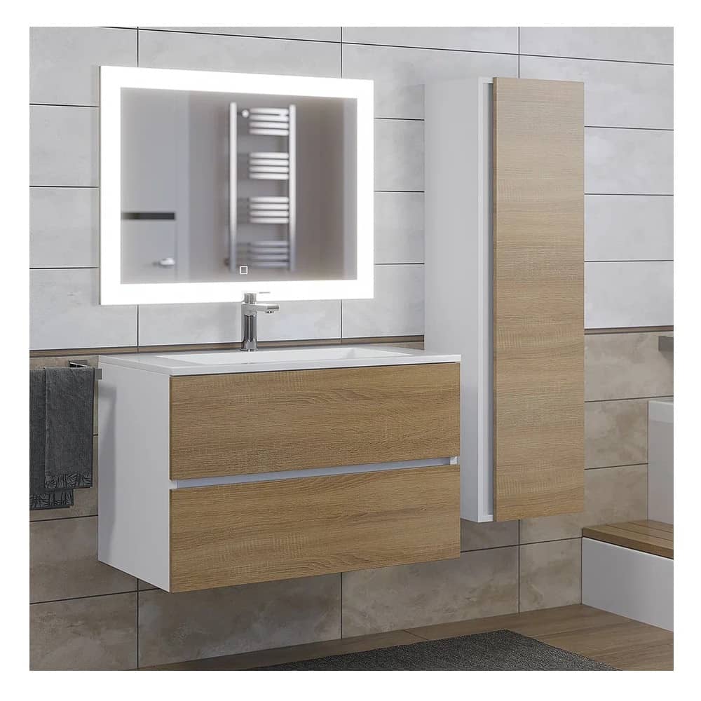 Тумба подвесная Uperwood Barsa-Next 80 см 290000012 белая/дуб сонома с раковиной