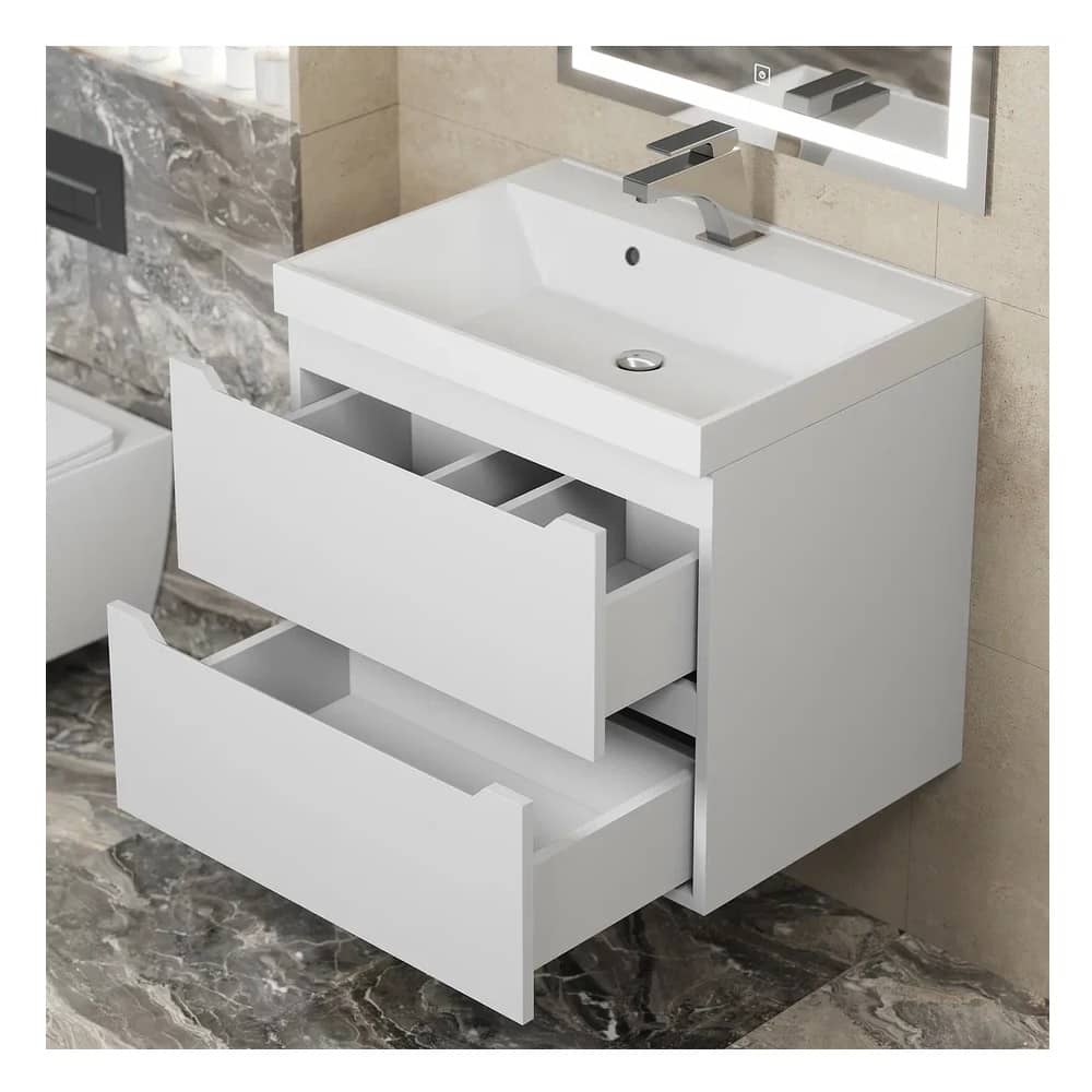 Тумба подвесная Uperwood Tanos 60 см 291020225 белая матовая с раковиной