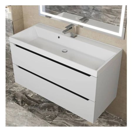 Тумба подвесная Uperwood Tanos 100 см 29111020233 белая матовая/графит с раковиной