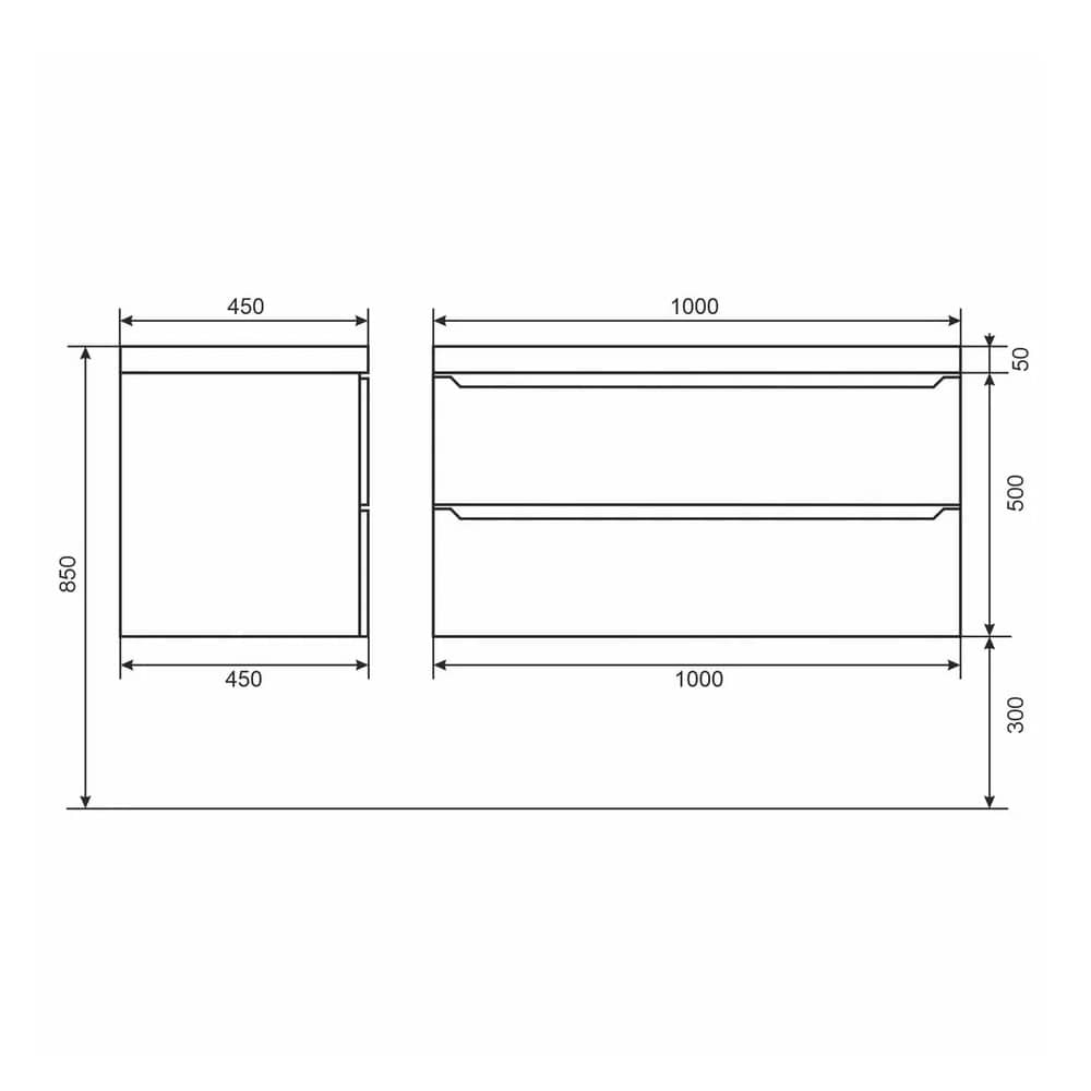 Тумба подвесная Uperwood Tanos 100 см 29111020233 белая матовая/графит с раковиной
