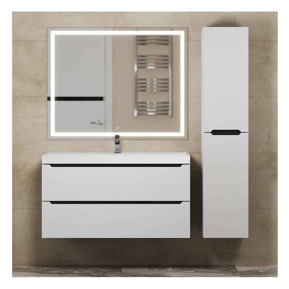 Тумба подвесная Uperwood Tanos 100 см 29111020233 белая матовая/графит с раковиной