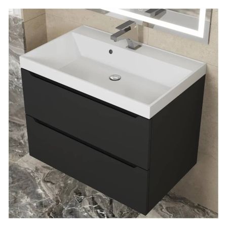 Тумба подвесная Uperwood Tanos 70 см 291020253 черная матовая с раковиной