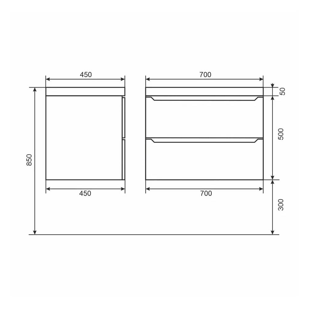 Тумба подвесная Uperwood Tanos 70 см 291020253 черная матовая с раковиной