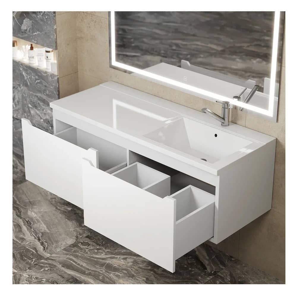 Тумба подвесная Uperwood Tanos-Cosmos 120 см 291021016 белая с раковиной, правая