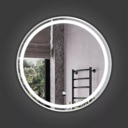 Зеркало в серебрянной раме 60 см Comforty Лея-60, LED-подсветка, бесконтактный сенсор, антизапотевание