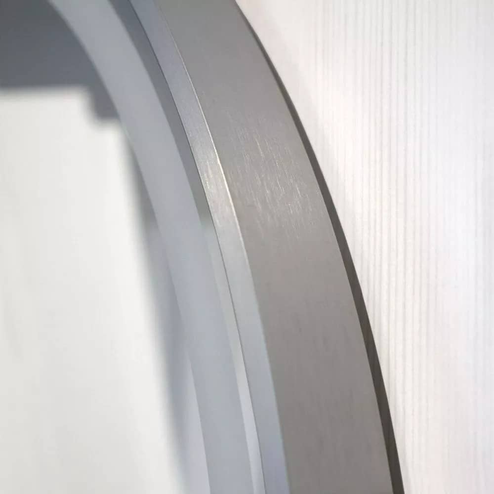 Зеркало в серебрянной раме 60 см Comforty Лея-60, LED-подсветка, бесконтактный сенсор, антизапотевание