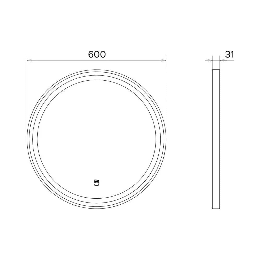 Зеркало в серебрянной раме 60 см Comforty Лея-60, LED-подсветка, бесконтактный сенсор, антизапотевание