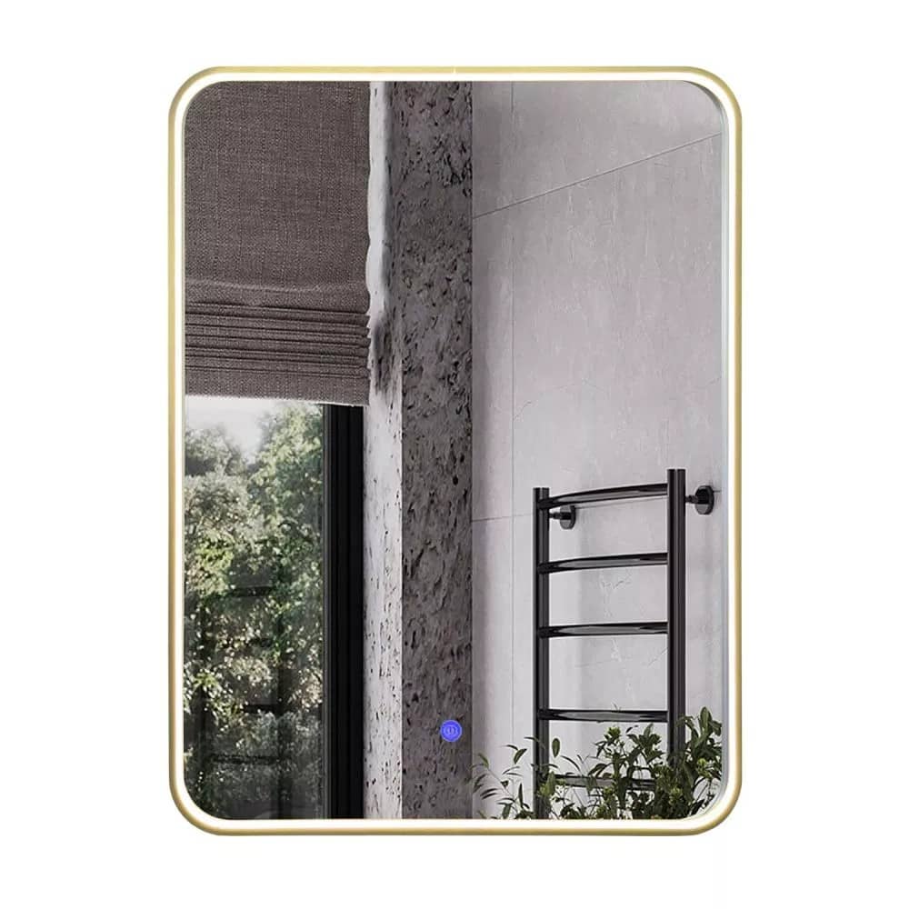 Зеркало в золотой раме 60 см Comforty Сириус-60, LED IC-подсветка, сенсор