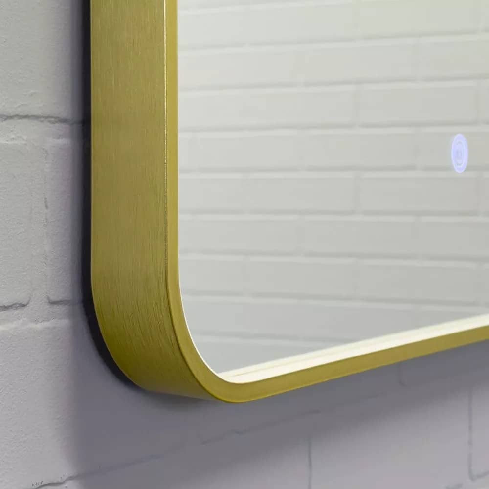 Зеркало в золотой раме 60 см Comforty Сириус-60, LED IC-подсветка, сенсор