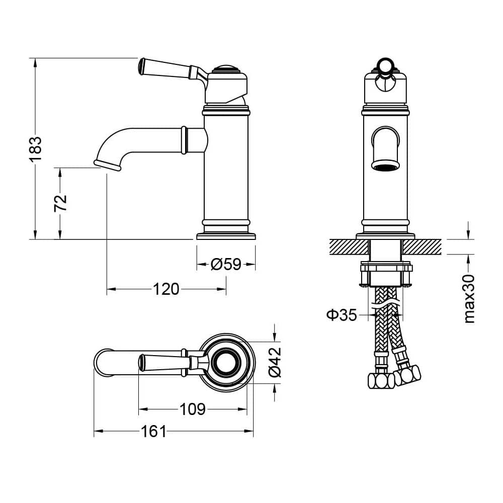 Смеситель для раковины Aquatek Классик AQ1510PG без донного клапана, полированное золото