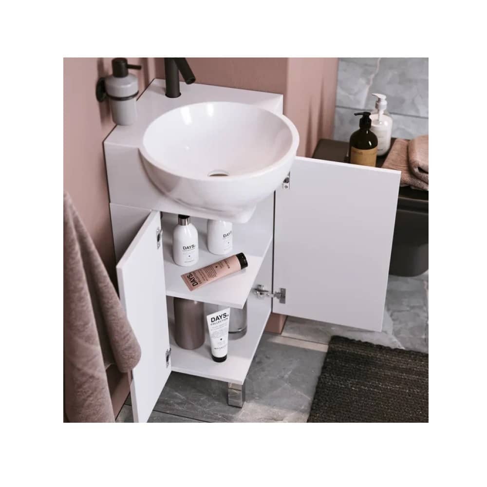 Комплект мебели Aqwella тумба-умывальник угловая Рио 45 Rio.01.04 + зеркало-шкаф Дельта Del.04.33 угловой с подсветкой РАСПРОДАЖА витринный экземпляр