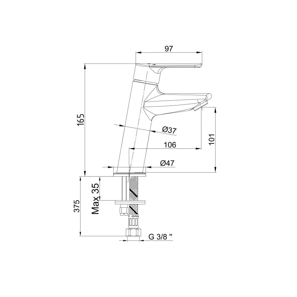 Смеситель для раковины 100 ECA LIA 102188888EX, хром